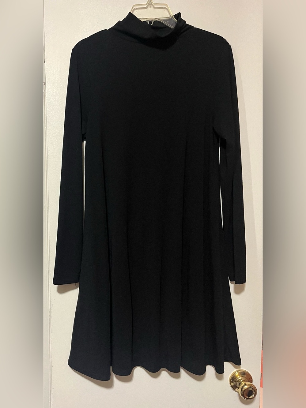 Tiana B. Black Long Sleeve Mock Neck Swing Dress